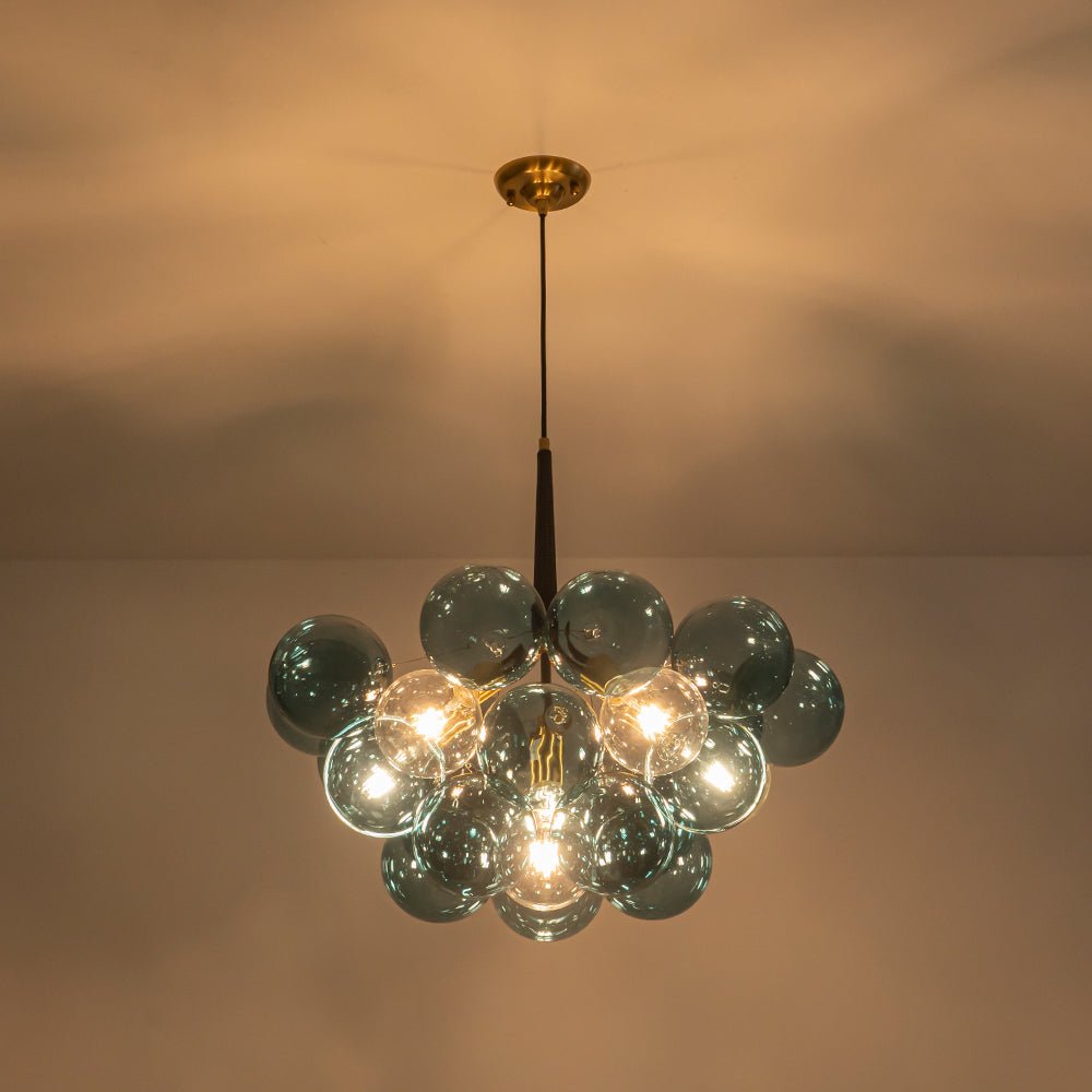 6-Light Sputnik Blue Glass Bubble Chandelier