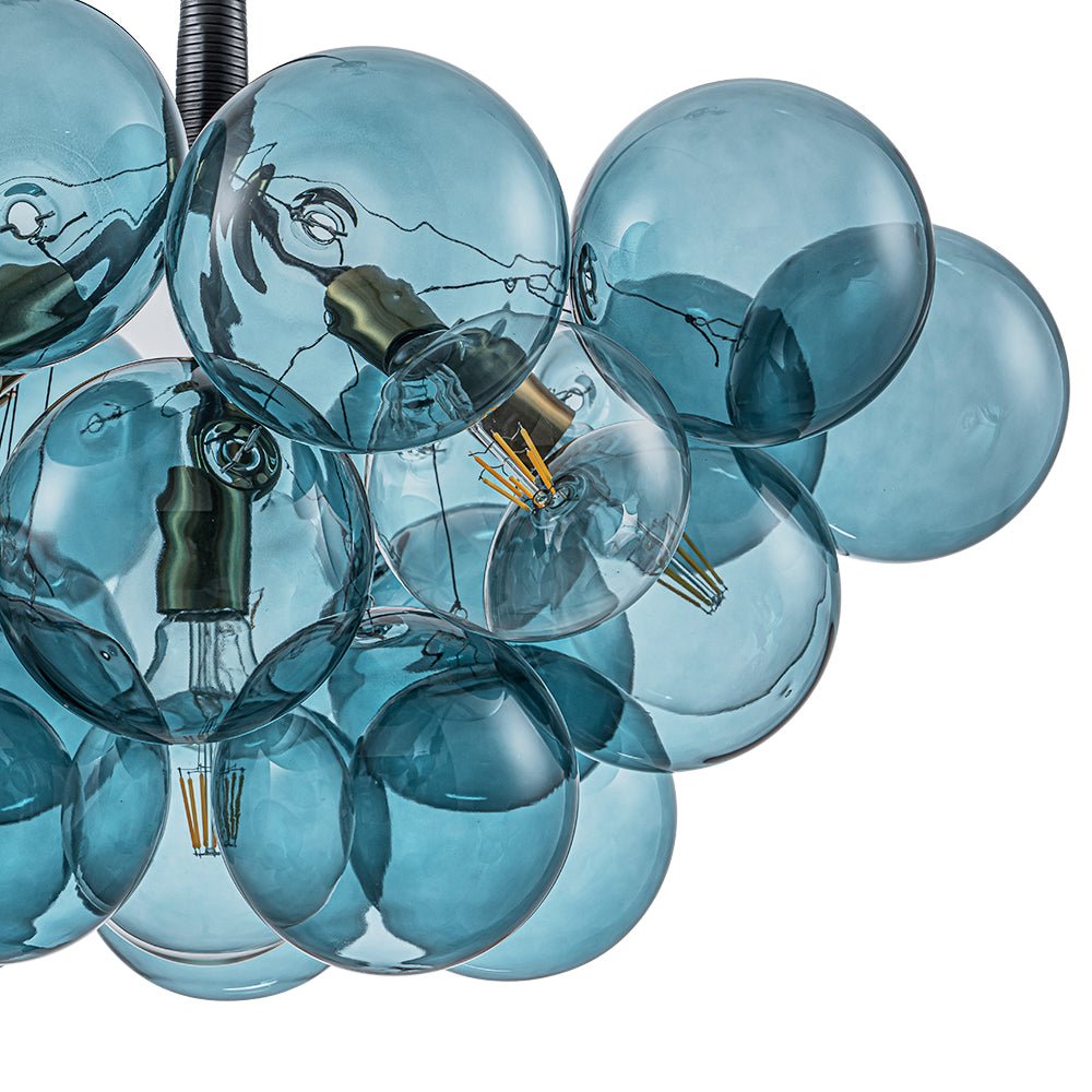 6-Light Sputnik Blue Glass Bubble Chandelier