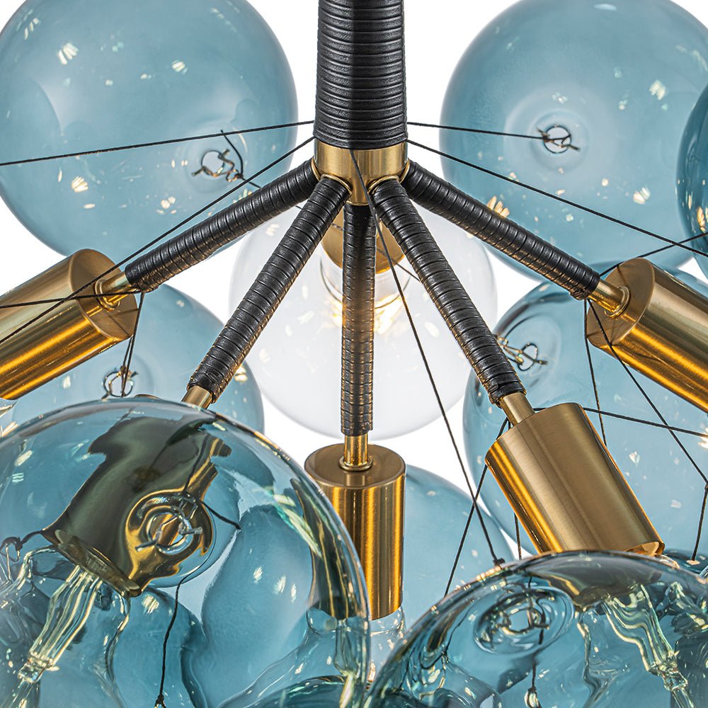 6-Light Sputnik Blue Glass Bubble Chandelier