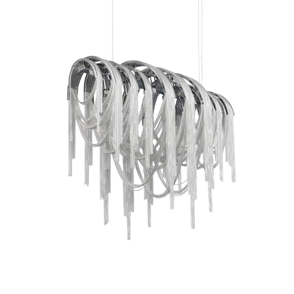 5-Light Chrome Linear Chain Chandelier