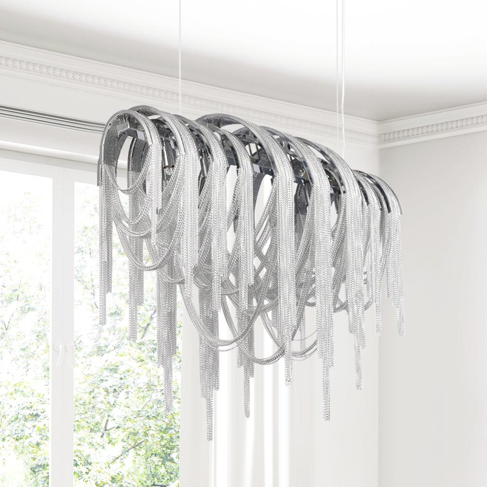5-Light Chrome Linear Chain Chandelier