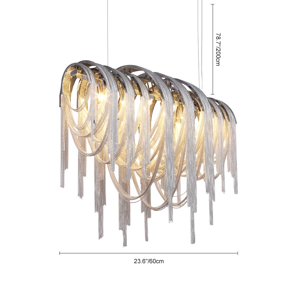 5-Light Chrome Linear Chain Chandelier