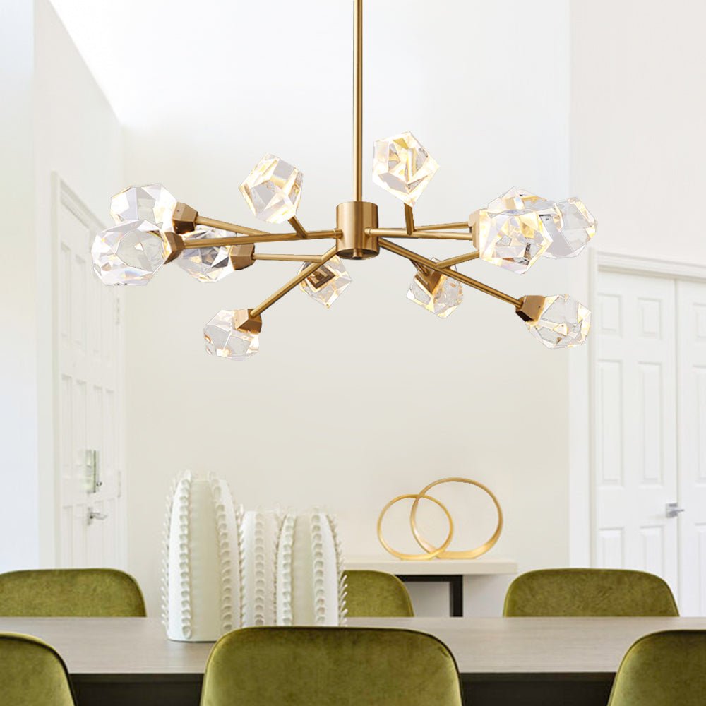 Luxury 12-Light Brass Starburst Sputnik Chandelier