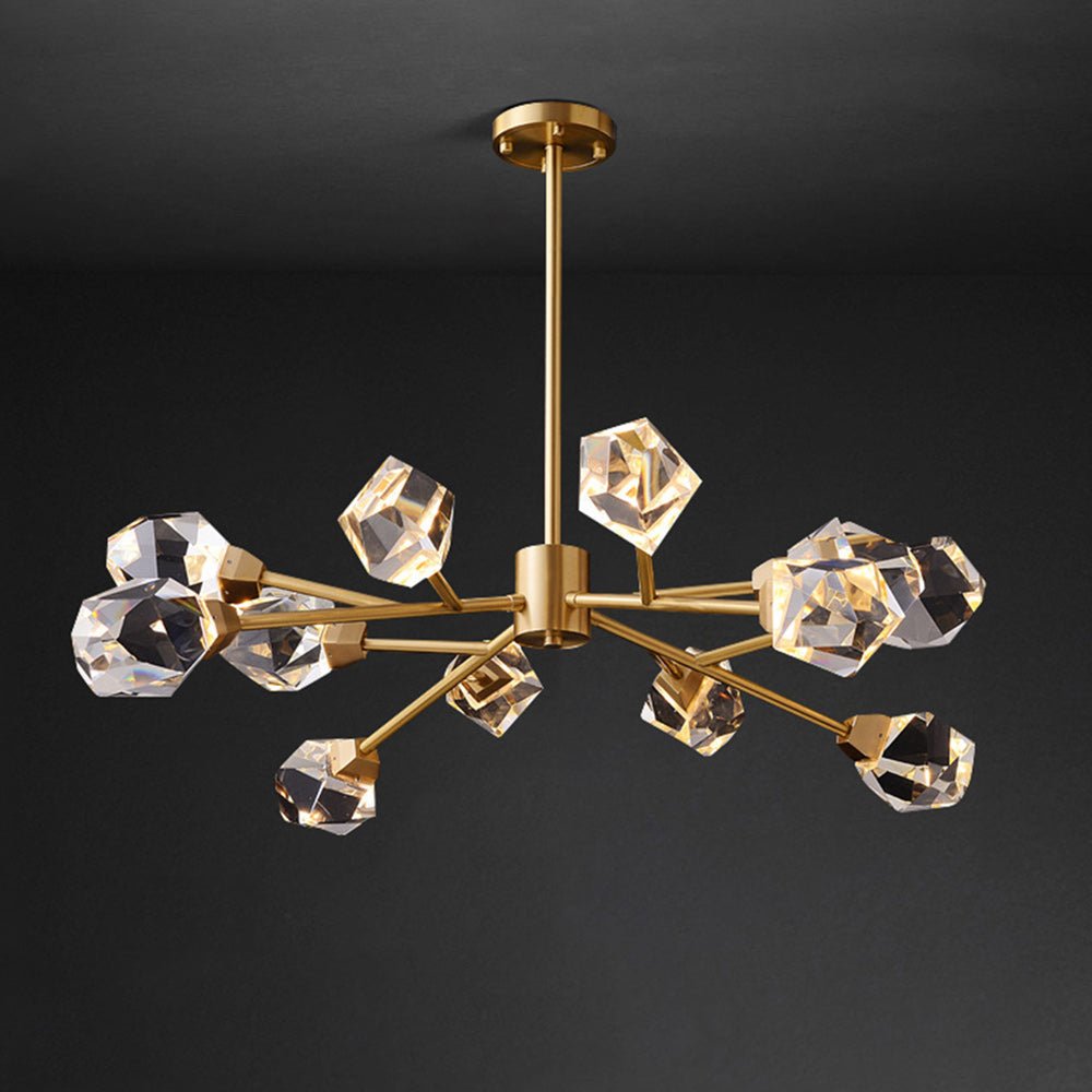 Luxury 12-Light Brass Starburst Sputnik Chandelier