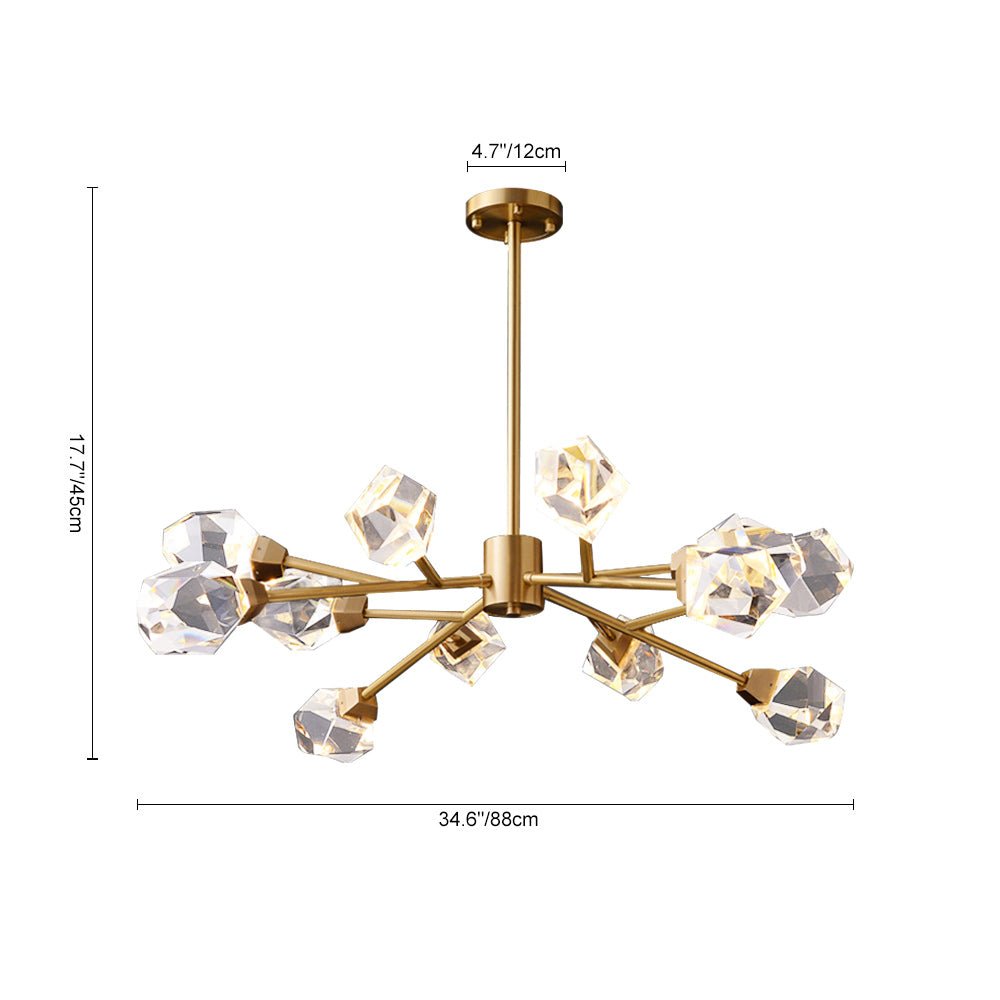 Luxury 12-Light Brass Starburst Sputnik Chandelier
