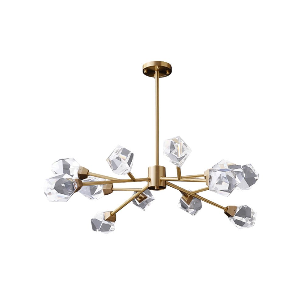 Luxury 12-Light Brass Starburst Sputnik Chandelier