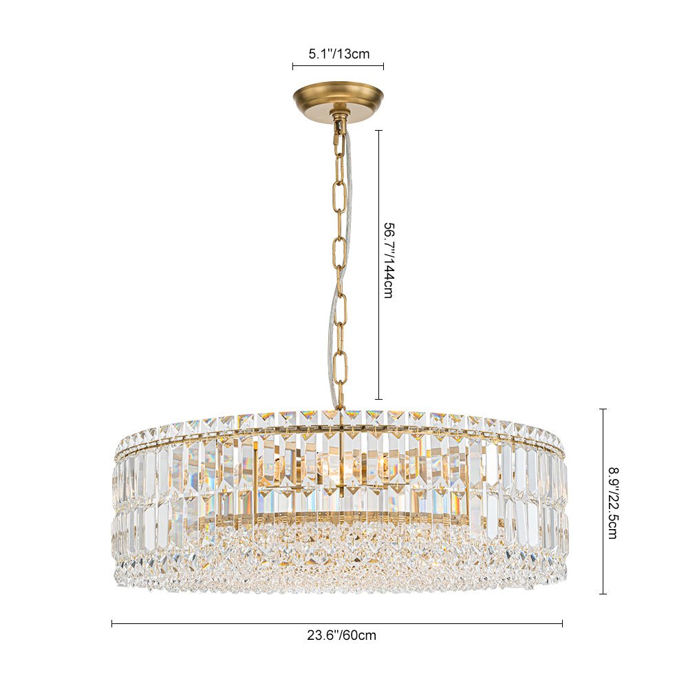 8-Light Faceted Crystal Round Drum Chandelier