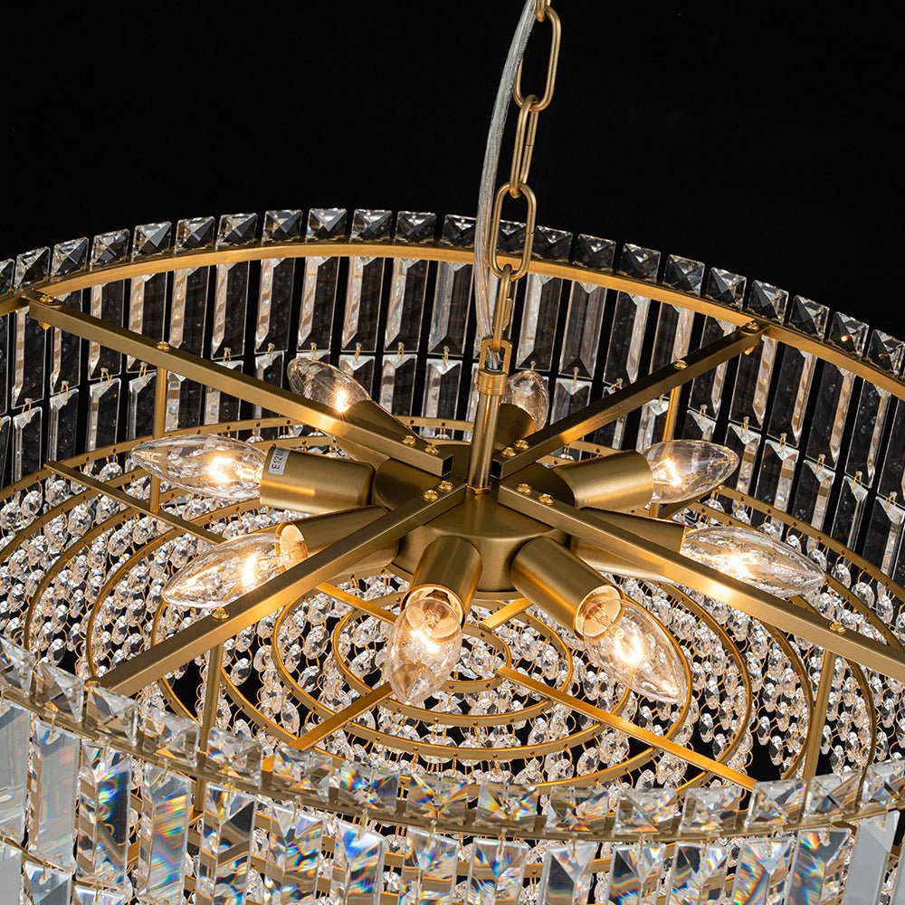 8-Light Faceted Crystal Round Drum Chandelier