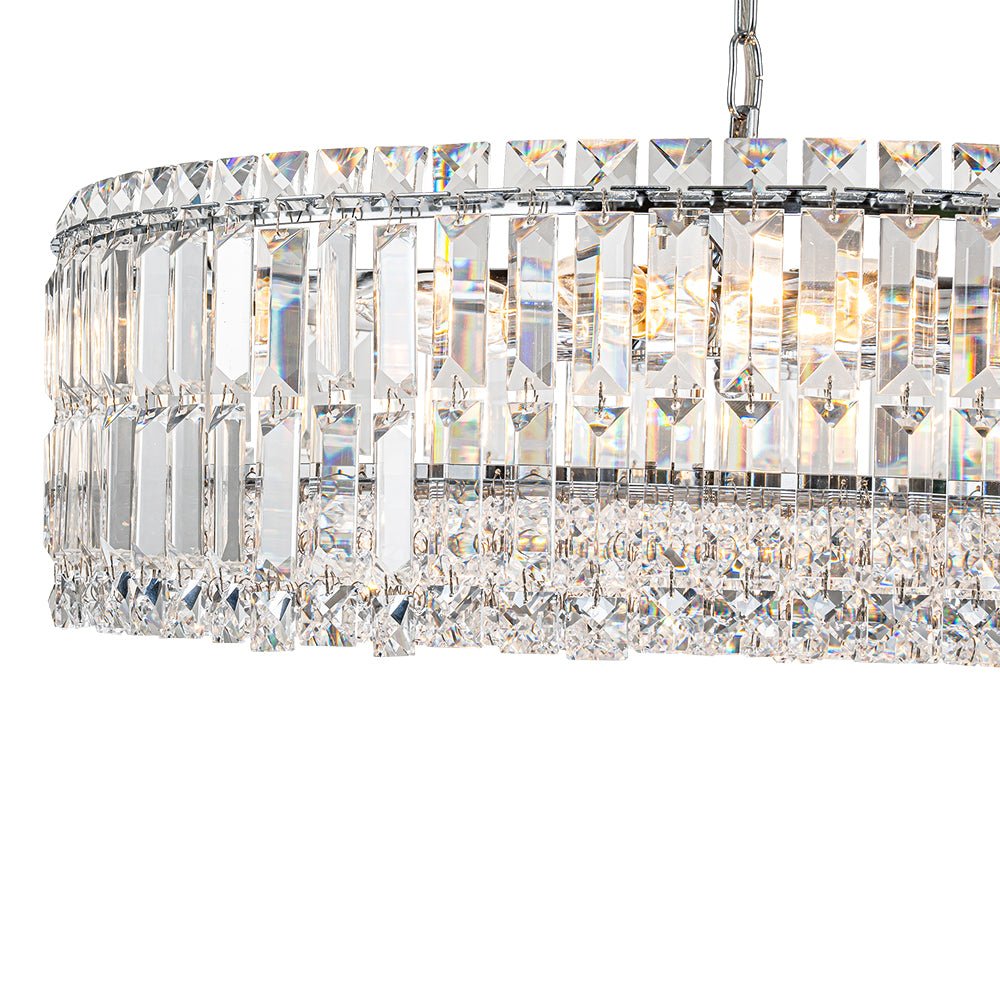 8-Light Faceted Crystal Round Drum Chandelier