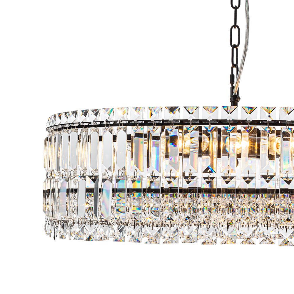 8-Light Faceted Crystal Round Drum Chandelier