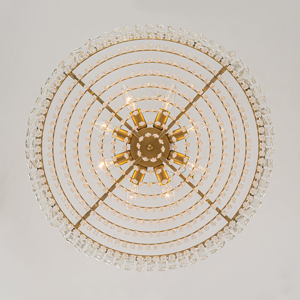 8-Light Faceted Crystal Round Drum Chandelier