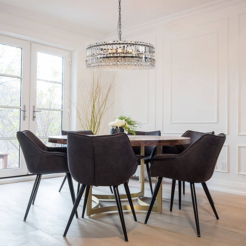 8-Light Faceted Crystal Round Drum Chandelier