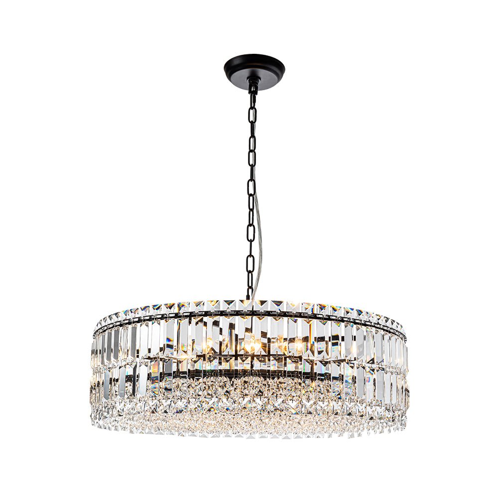 8-Light Faceted Crystal Round Drum Chandelier
