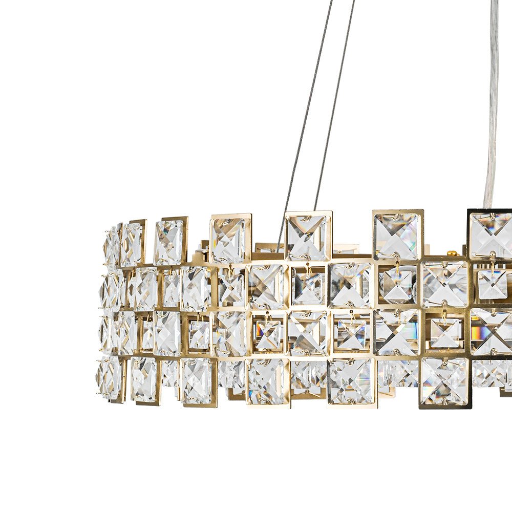 8-Light Hollow Square Crystal Drum Chandelier
