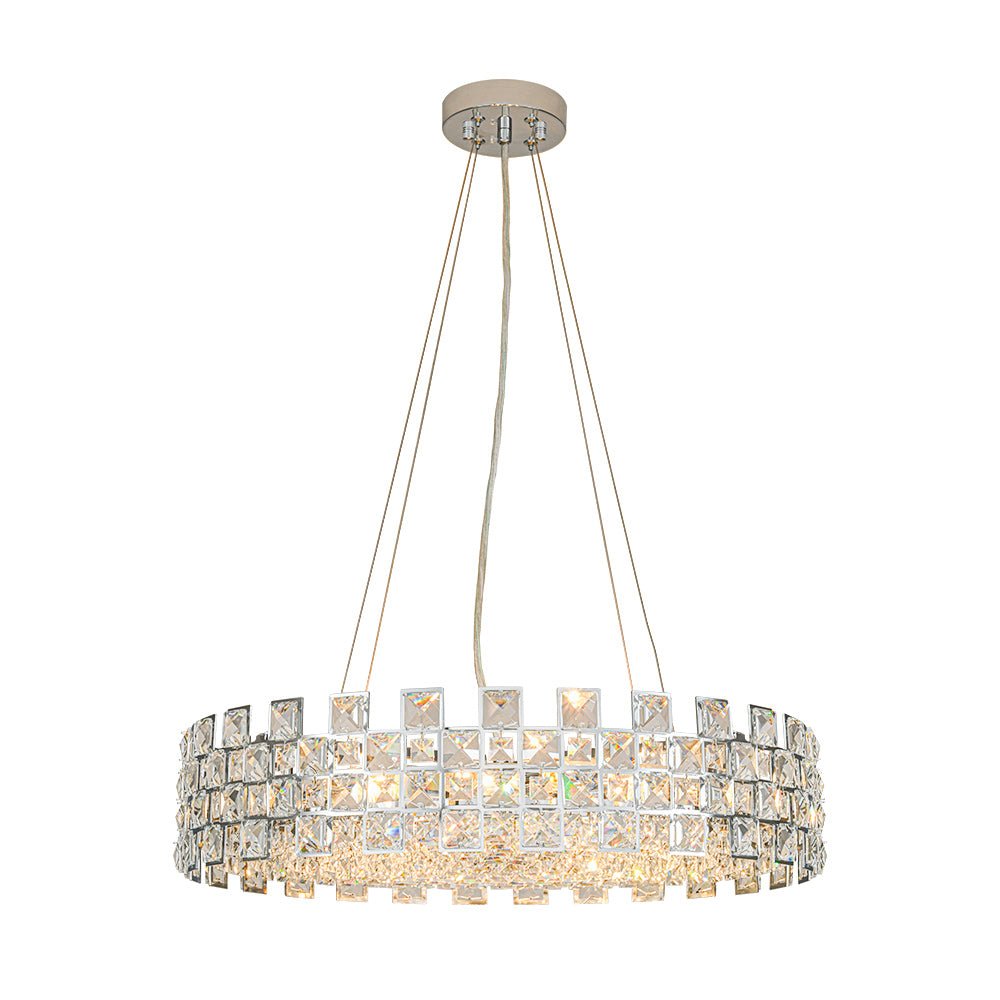 8-Light Hollow Square Crystal Drum Chandelier