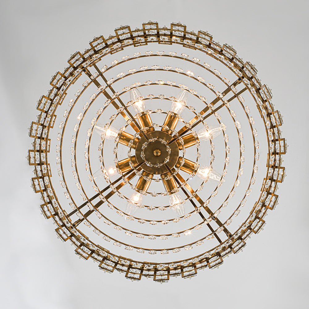 8-Light Hollow Square Crystal Drum Chandelier