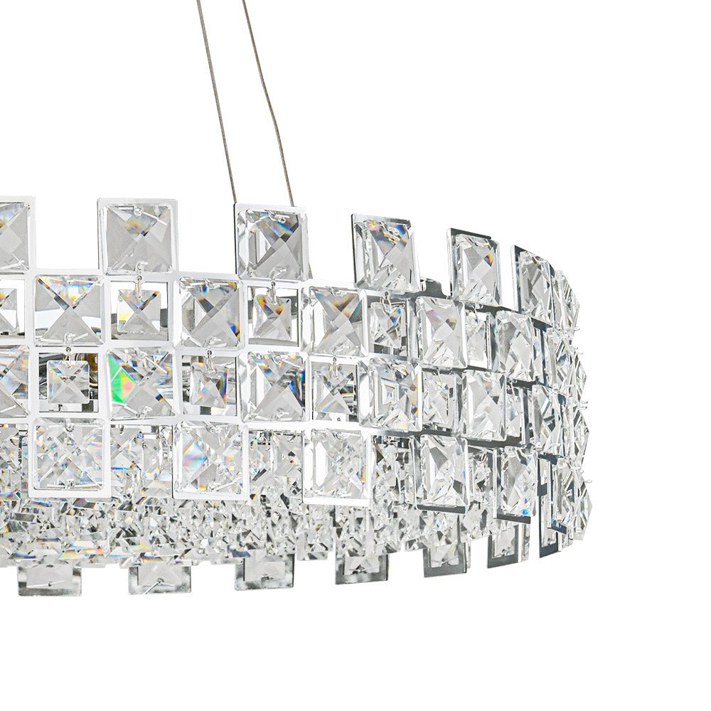 8-Light Hollow Square Crystal Drum Chandelier