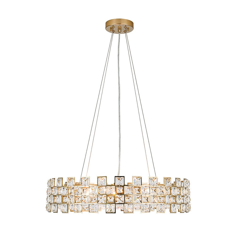 8-Light Hollow Square Crystal Drum Chandelier