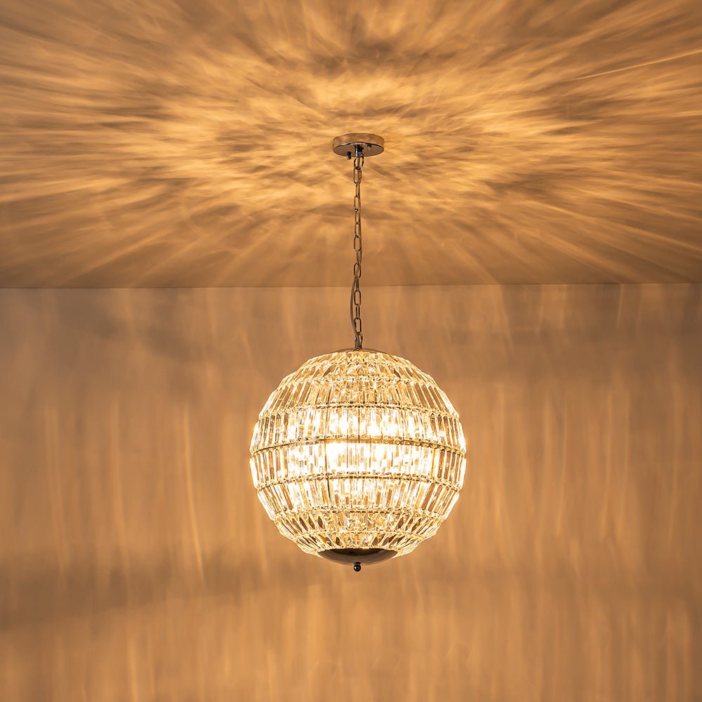 6-Light Crystal Globe Chandelier - Chrome