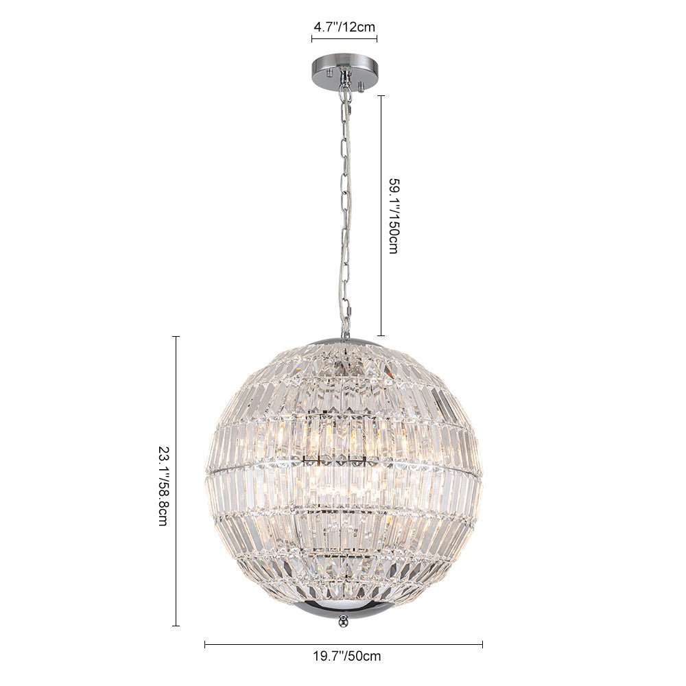 6-Light Crystal Globe Chandelier - Chrome