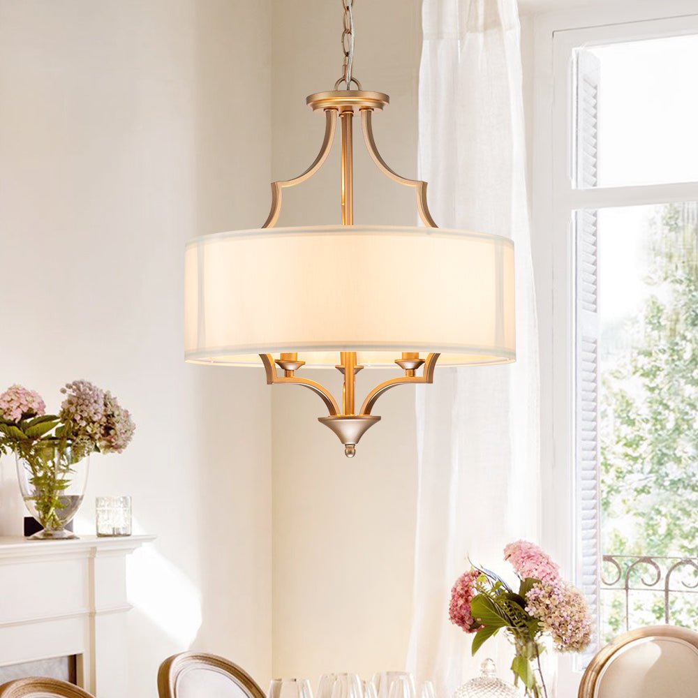 3-Light Mid-Century Drum Chandelier