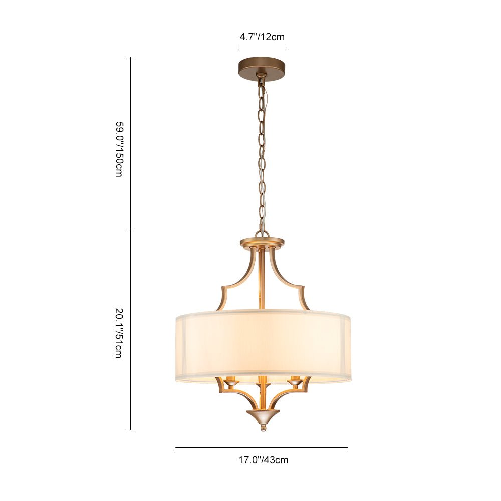 3-Light Mid-Century Drum Chandelier