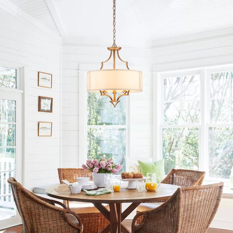 3-Light Mid-Century Drum Chandelier