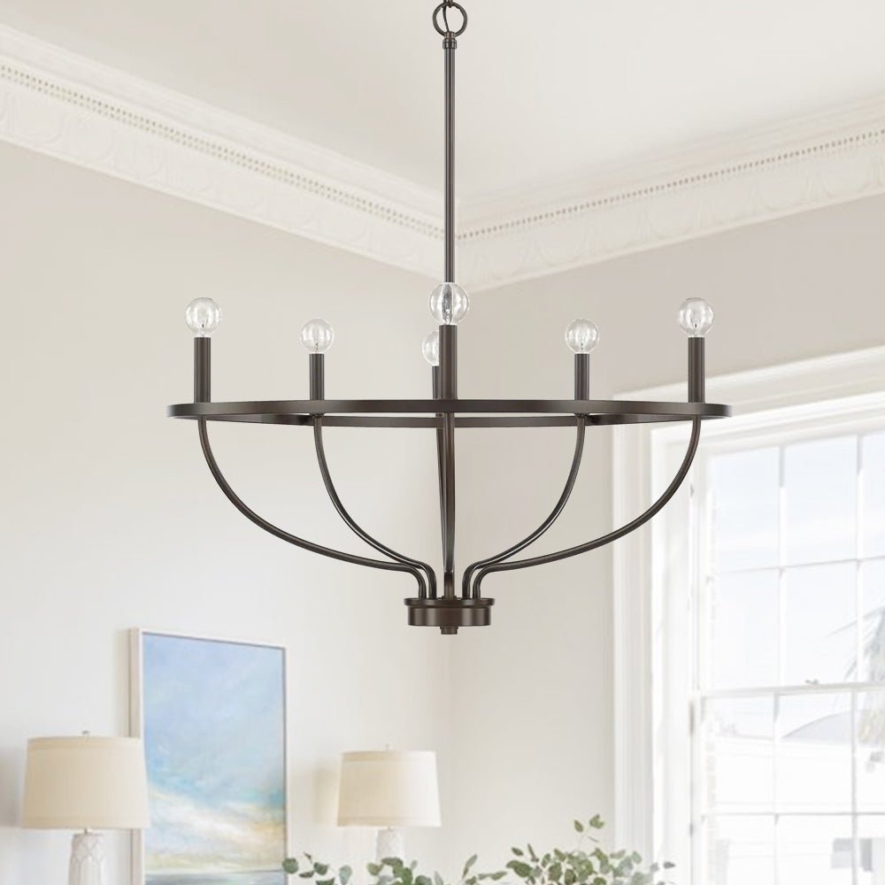 6-Light Curved Candle Chandelier | 2 Colours