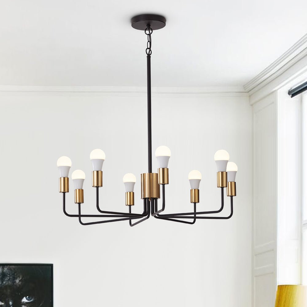8-Light Black & Gold Sputnik Chandelier