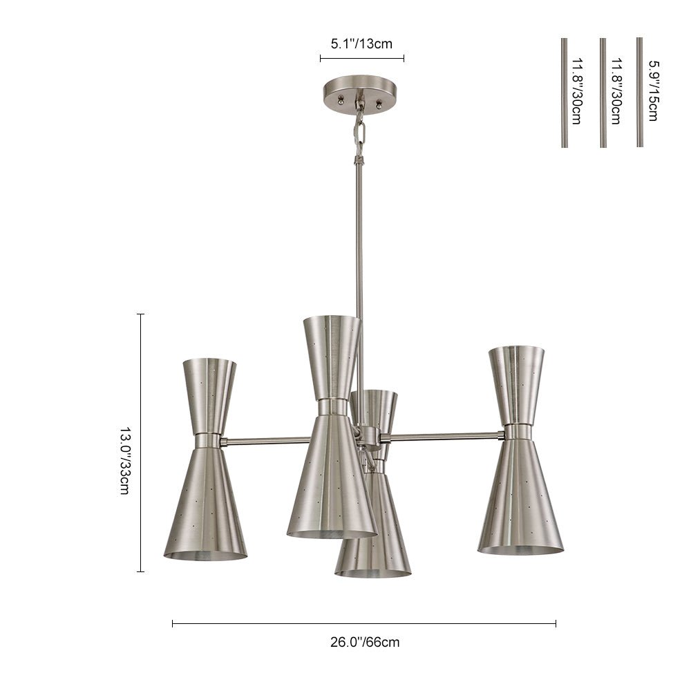 8-Light Hourglass Nickel Chandelier