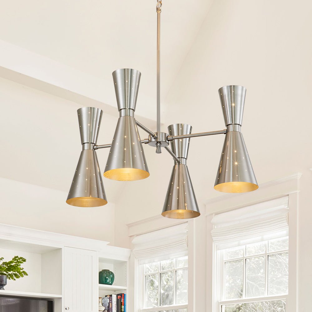 8-Light Hourglass Nickel Chandelier
