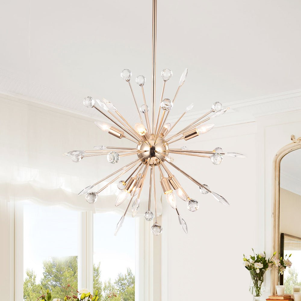 8/9-Light Sputnik Chandelier with Crystal Accents
