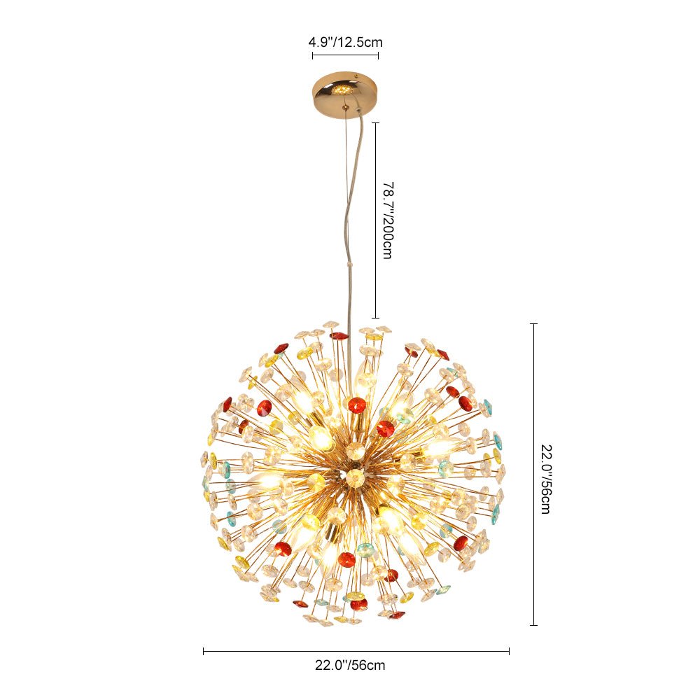 12-Light Colorful Dandelion Firework Chandelier