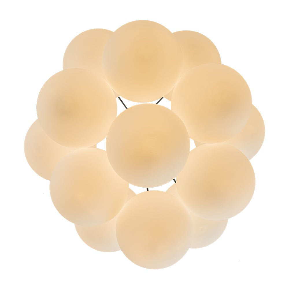 13-Light Glass Bubble Cluster Chandelier - Brass