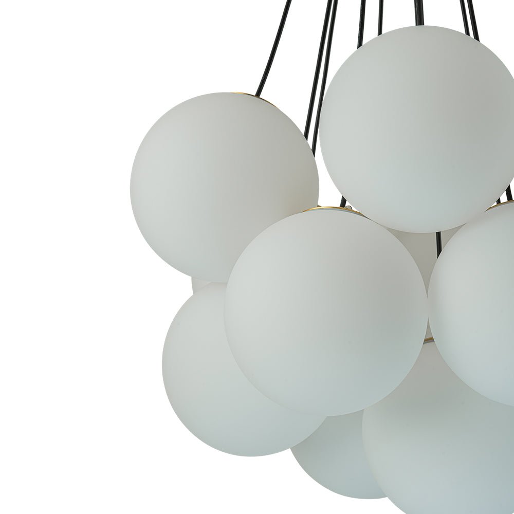 13-Light Glass Bubble Cluster Chandelier - Brass