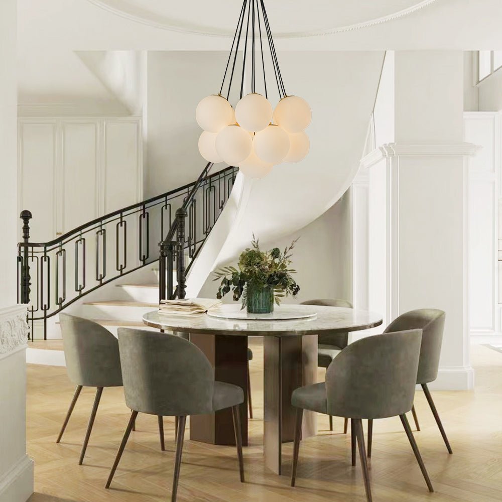 13-Light Glass Bubble Cluster Chandelier - Brass