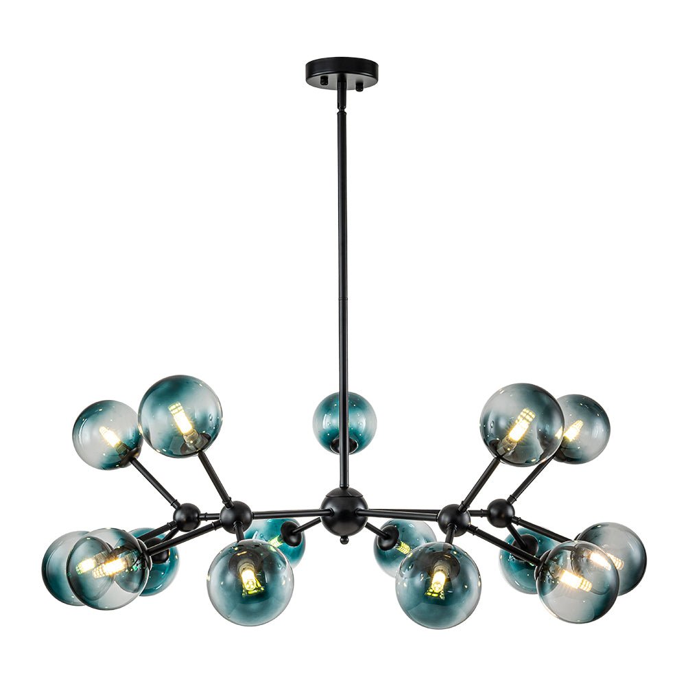 15-Light Gradient Blue Sputnik Linear Chandelier