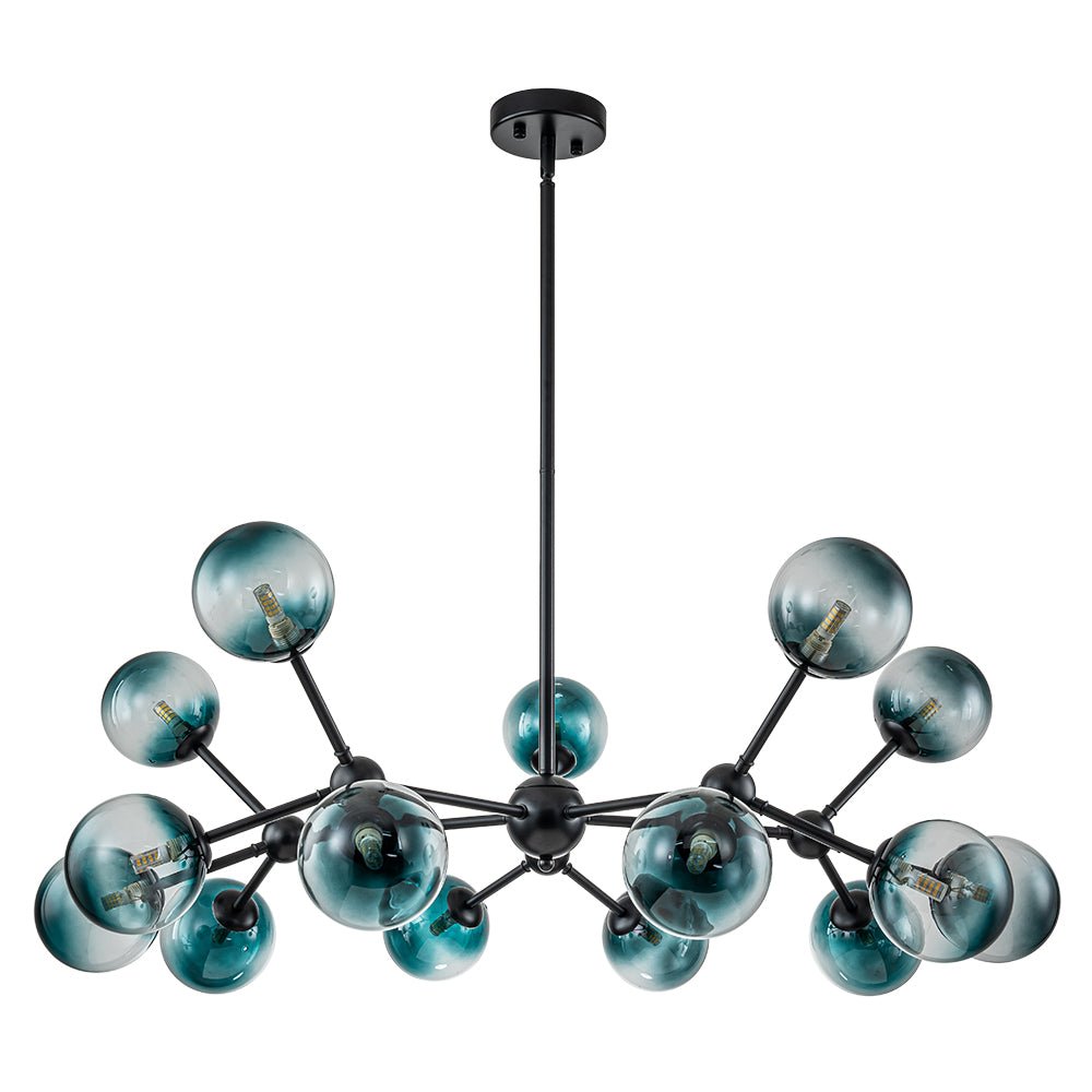 15-Light Gradient Blue Sputnik Linear Chandelier