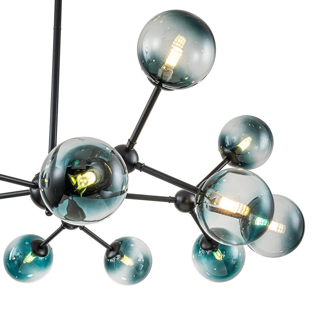 15-Light Gradient Blue Sputnik Linear Chandelier