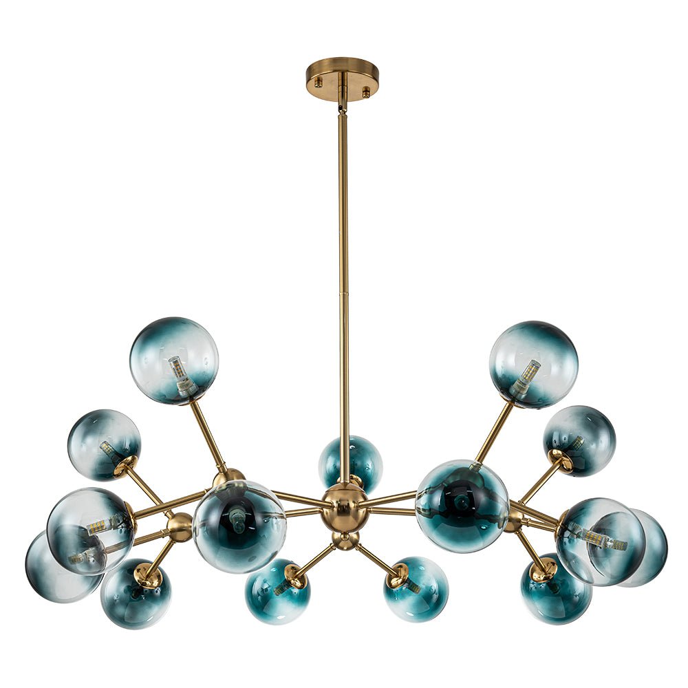 15-Light Gradient Blue Sputnik Linear Chandelier