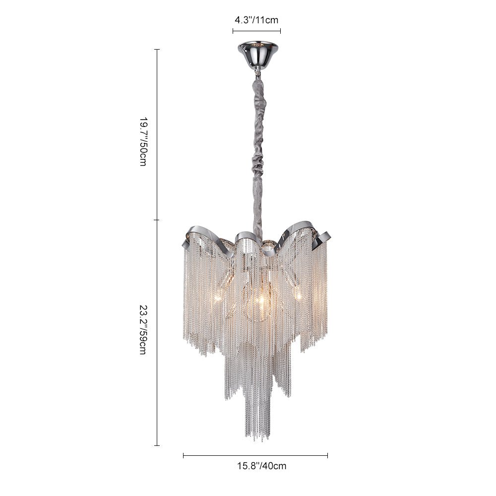 4-Light Chrome Tassel Chain Chandelier