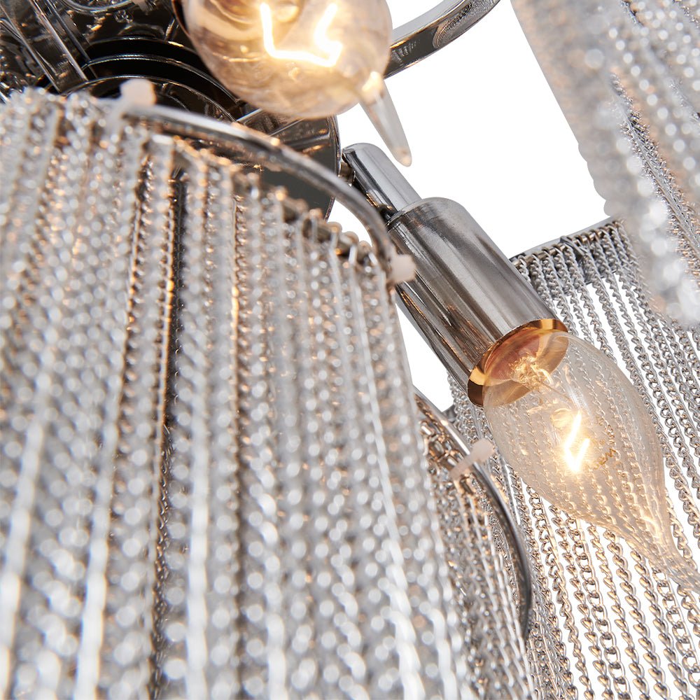 4-Light Chrome Tassel Chain Chandelier