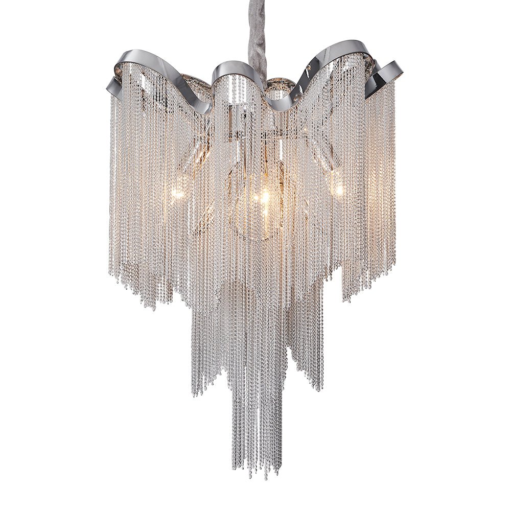 4-Light Chrome Tassel Chain Chandelier