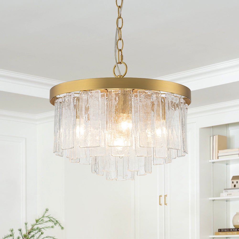 5-Light Tiered Drum Water Glass Chandelier