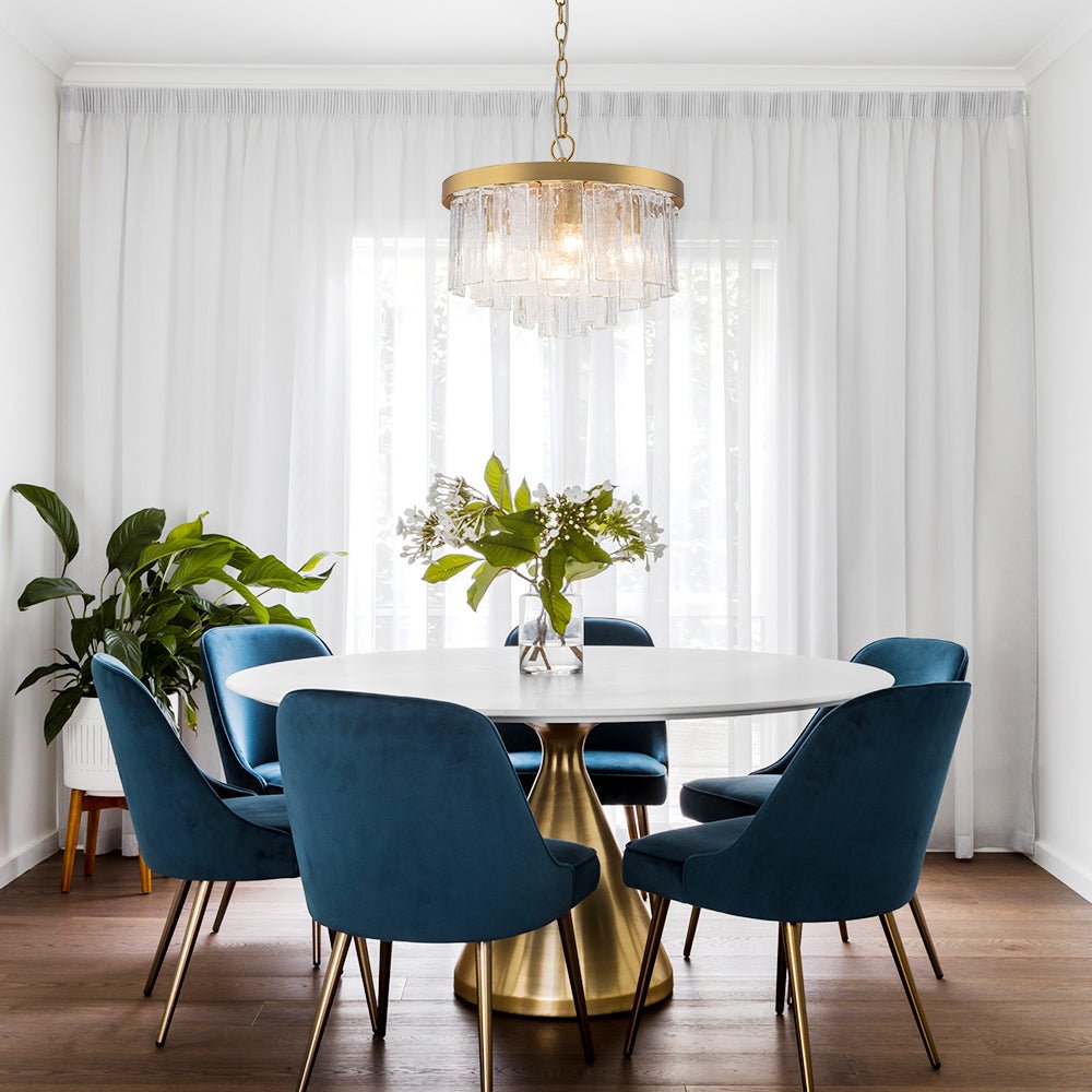5-Light Tiered Drum Water Glass Chandelier