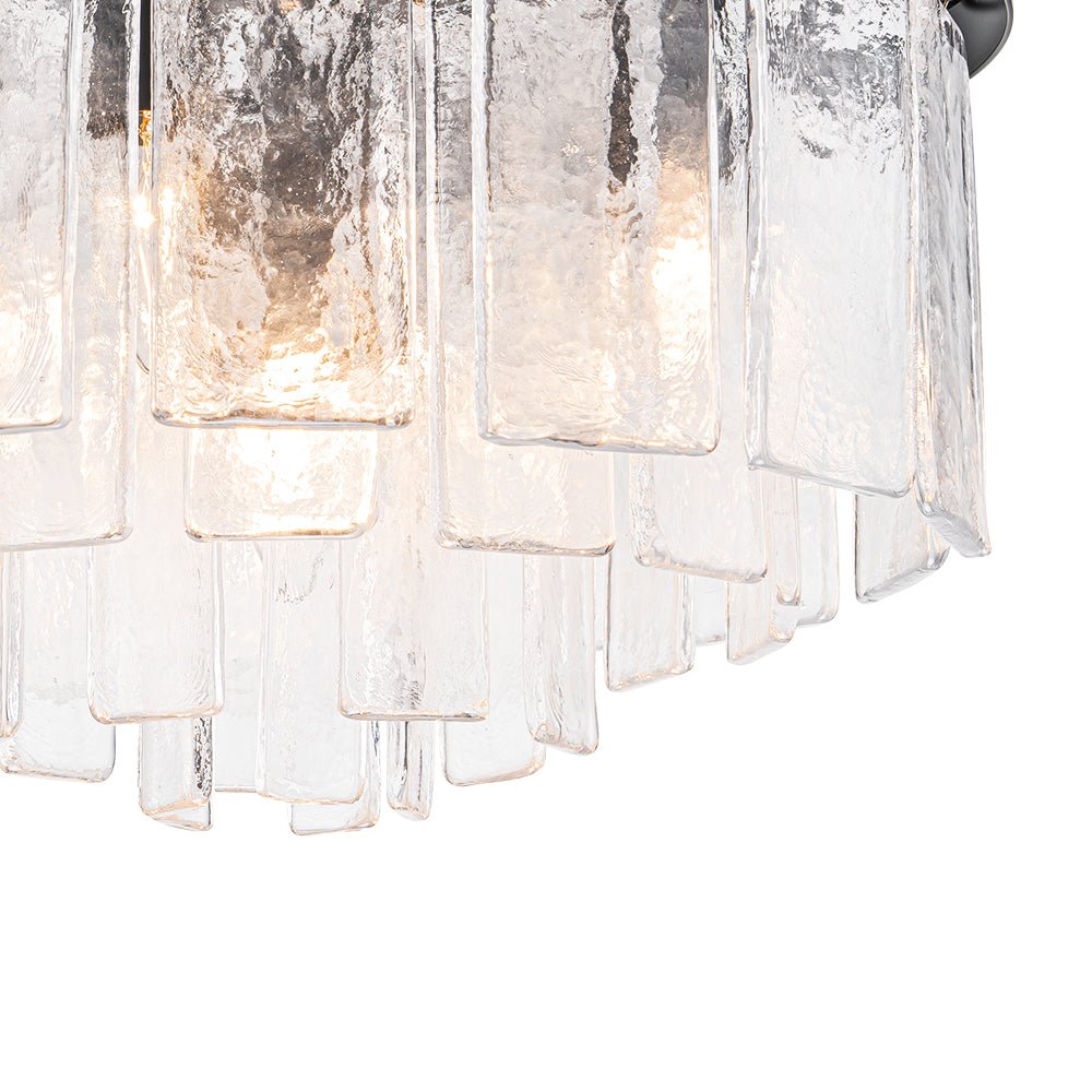 5-Light Tiered Drum Water Glass Chandelier