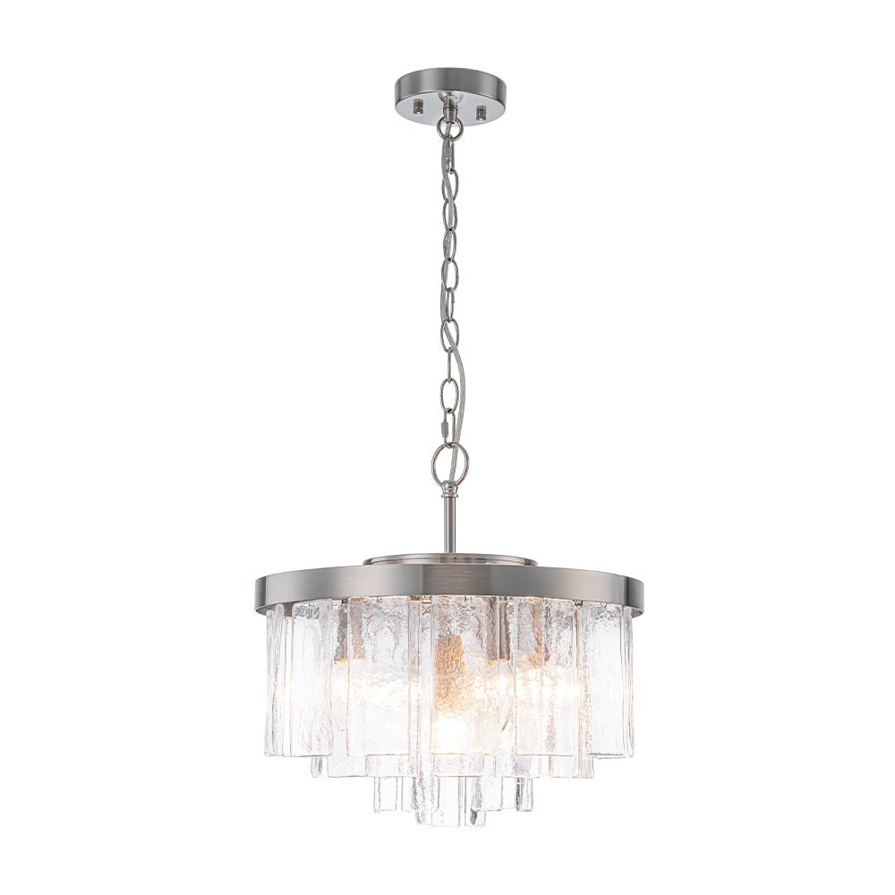 5-Light Tiered Drum Water Glass Chandelier
