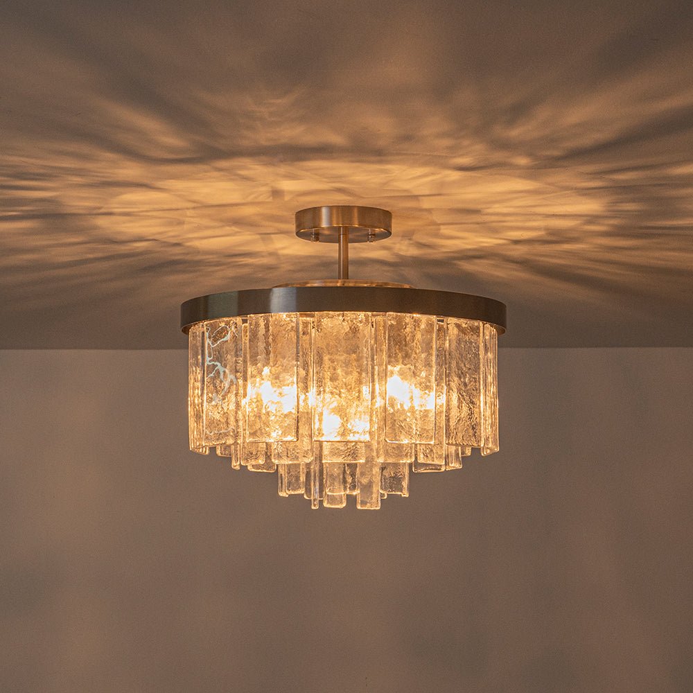 5-Light Tiered Drum Water Glass Chandelier