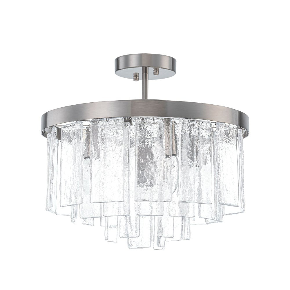 5-Light Tiered Drum Water Glass Chandelier