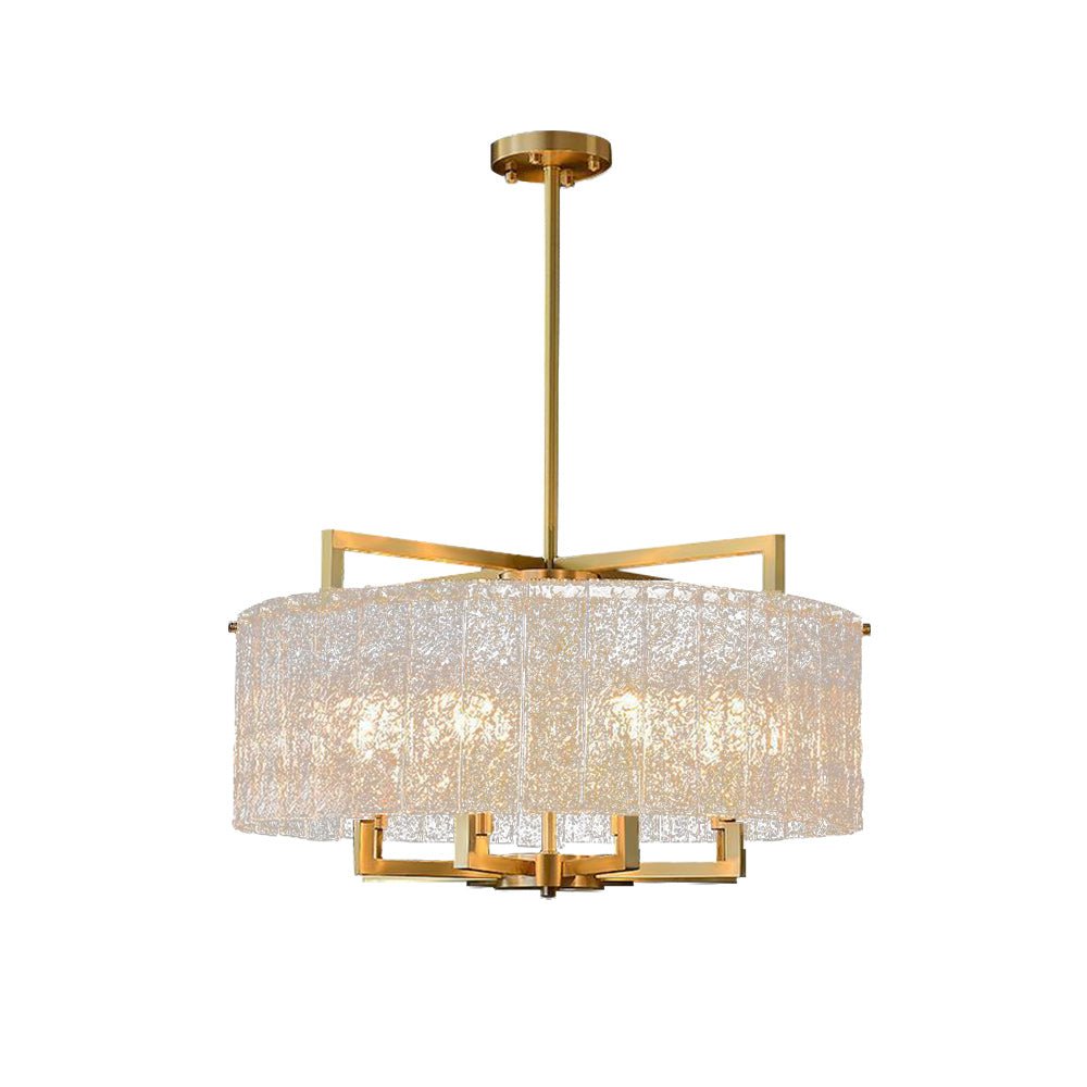 6-Light Water Textured Glass Drum Chandelier